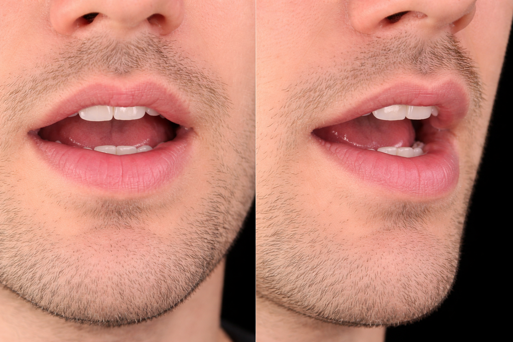 Lip shape shared by got and cot