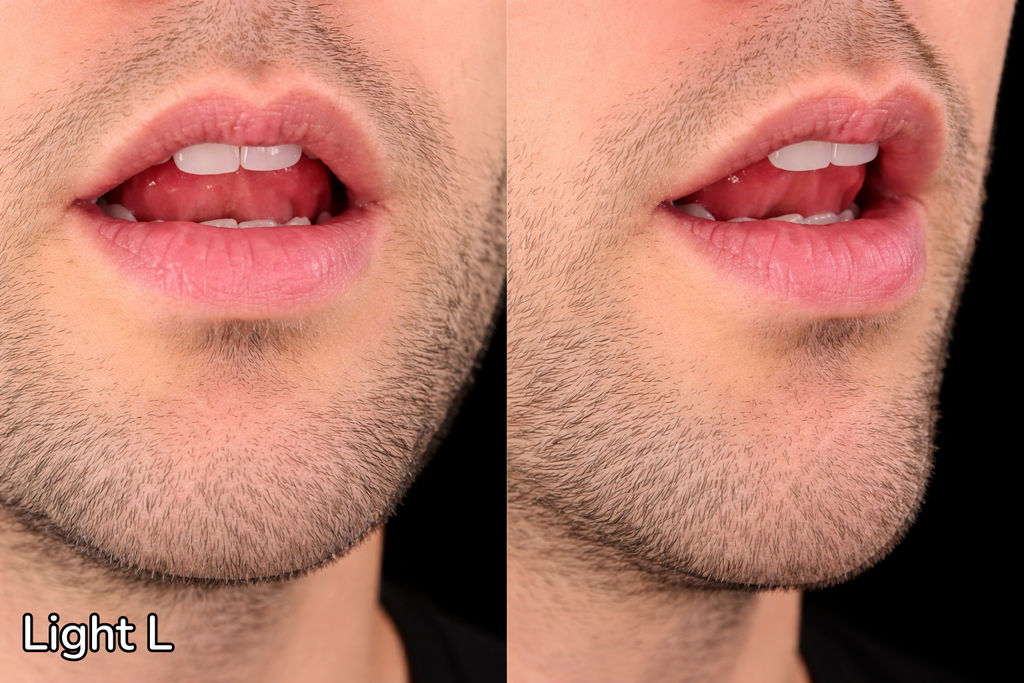 Mouth position for /l/ in light